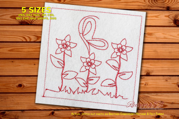 Reviewing Beauful Butterfly on Flower Redwork